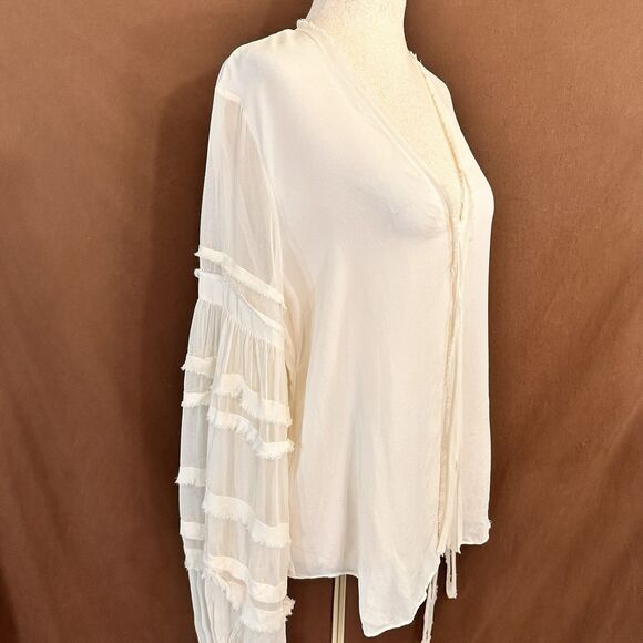 Alexis White Silk Top Sheer Sleeve Ties Size Small Womens Blouse - Picture 3 of 8